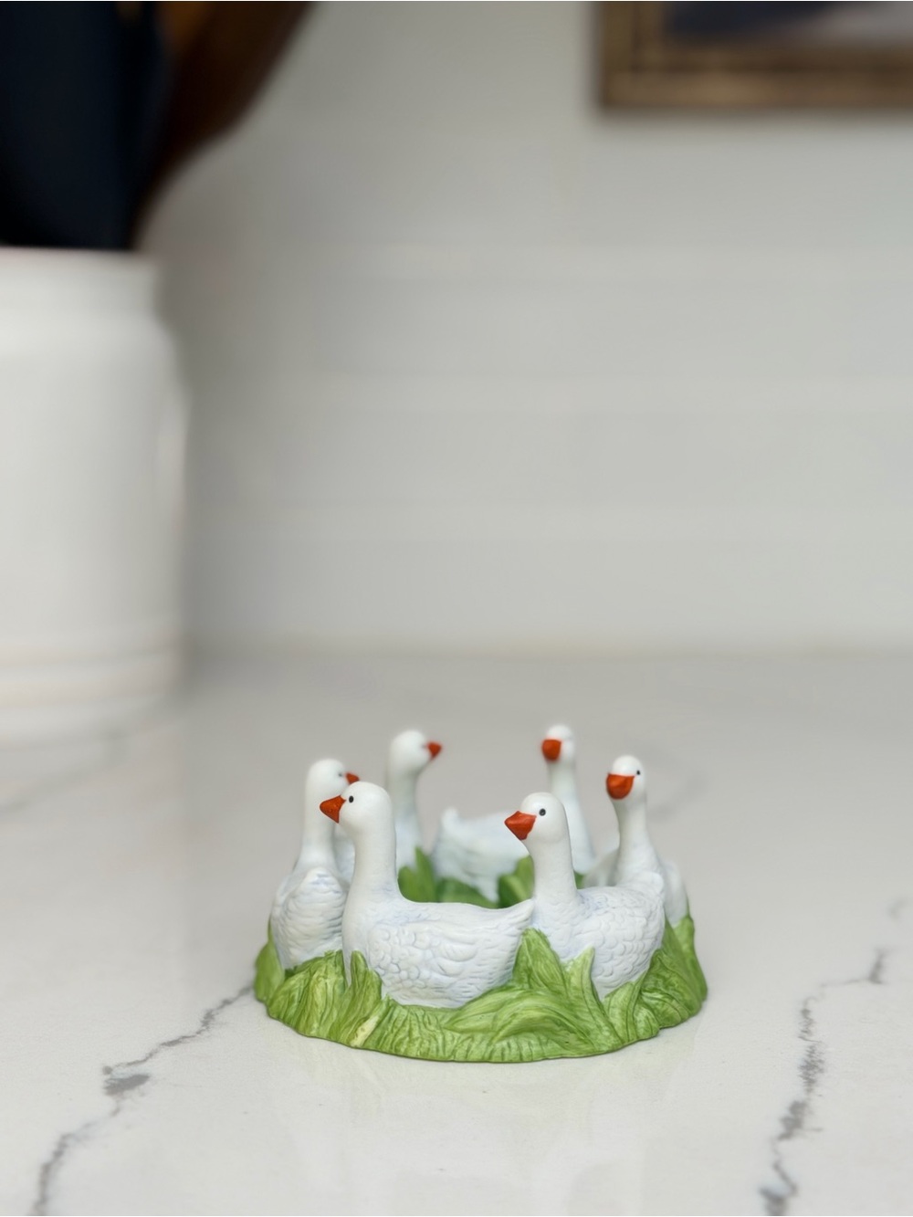 White Ceramic Goose catch all